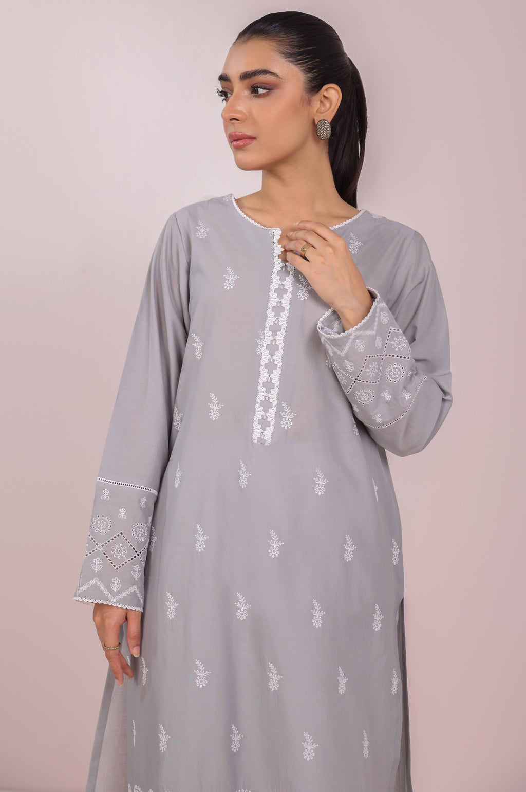 Stitched 1 Piece Embroidered Chikankari Lawn Shirt