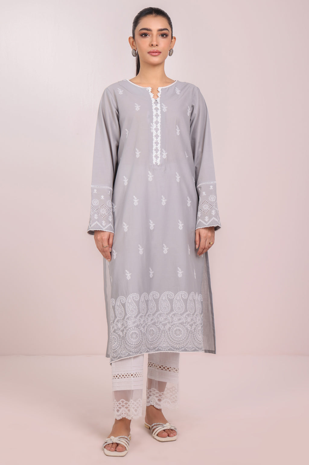 Stitched 1 Piece Embroidered Chikankari Lawn Shirt