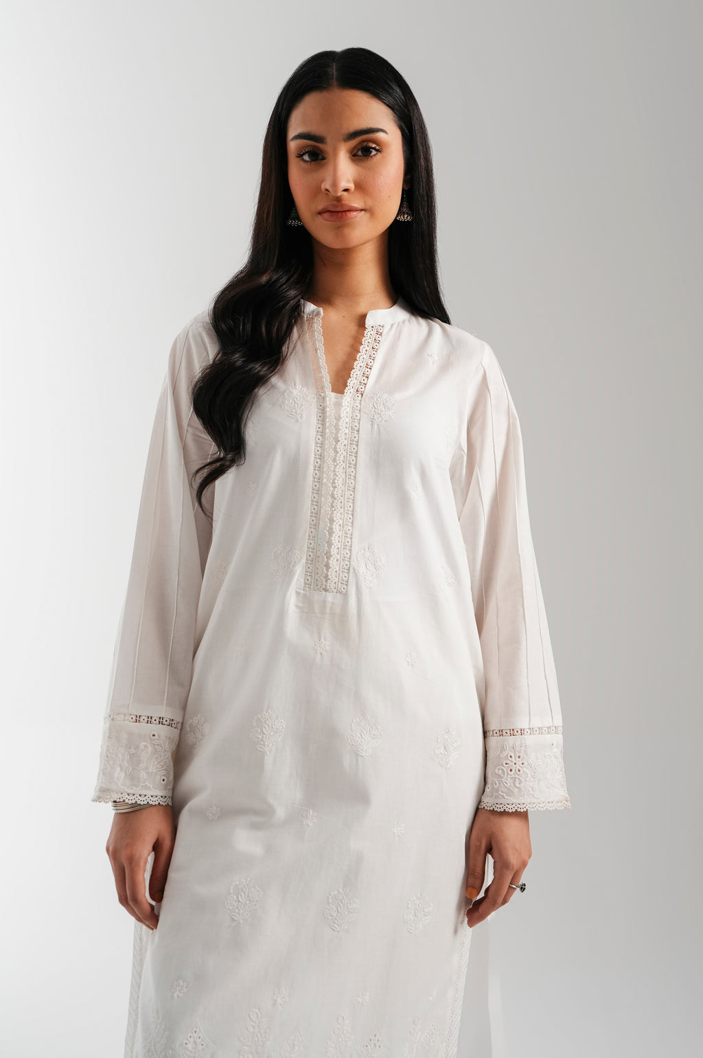 Stitched 1 Piece Dyed Embroidered Irish Chikankari Shirt