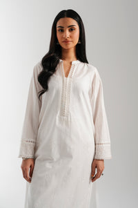 Stitched 1 Piece Dyed Embroidered Irish Chikankari Shirt