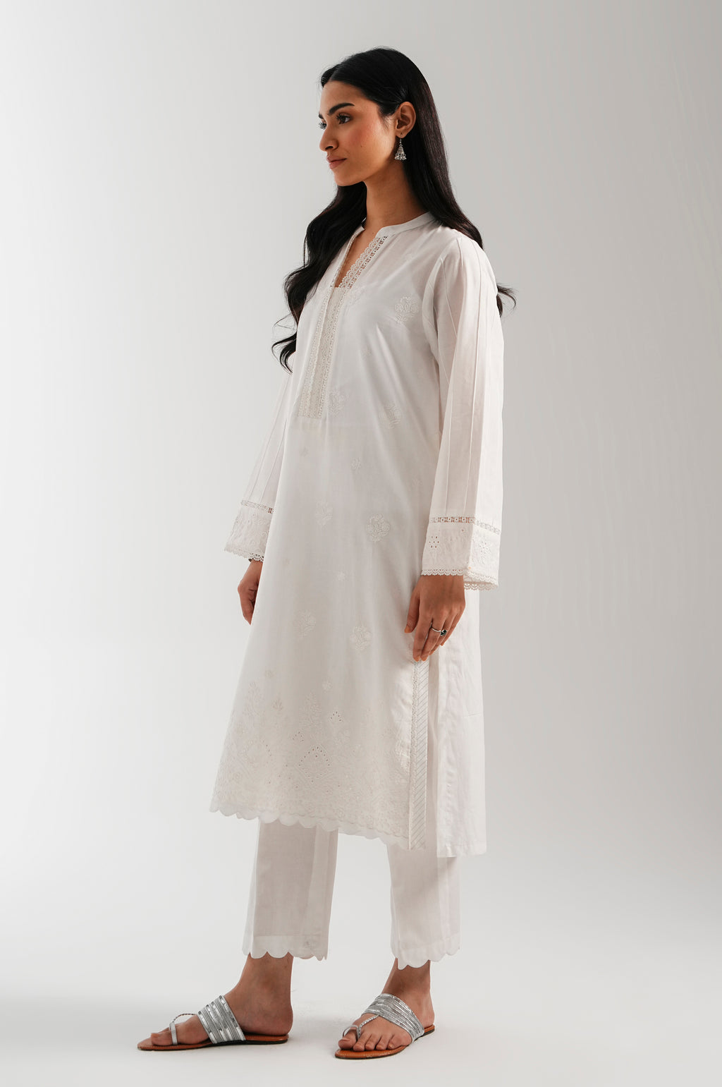 Stitched 1 Piece Dyed Embroidered Irish Chikankari Shirt