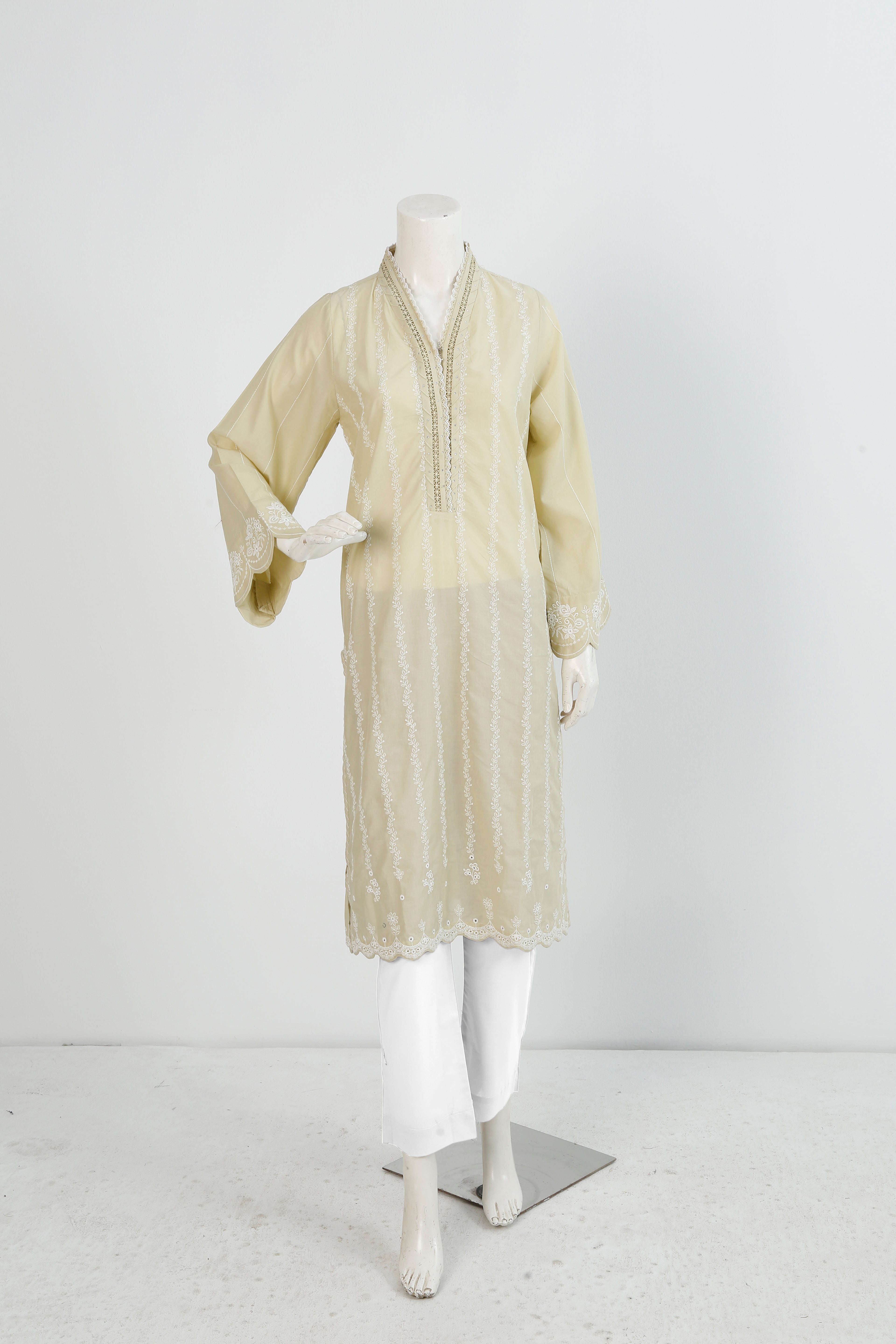 EMBROIDERED CHIKANKARI STITCHED SHIRT