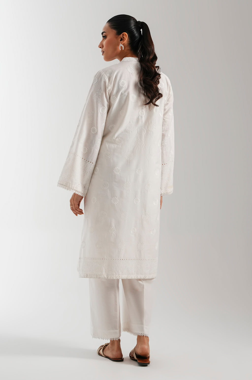 Stitched 1 Piece Embroidered Poplin Chikankari Top