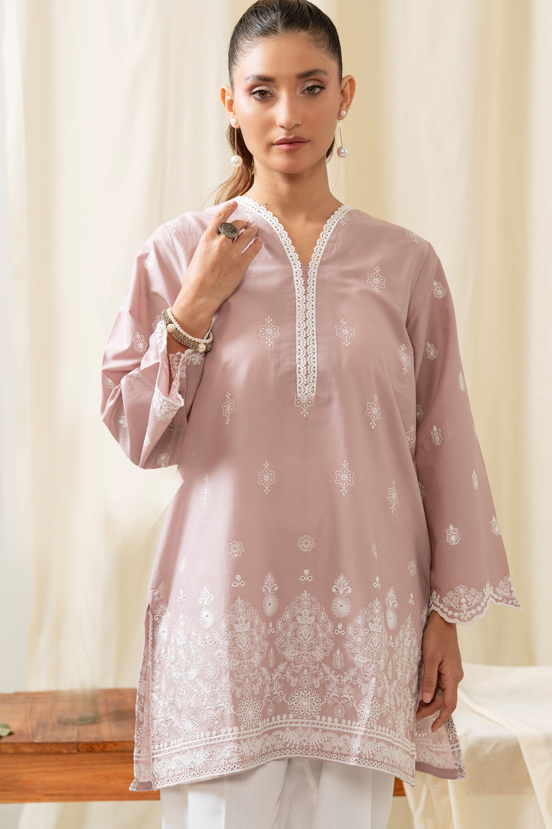 DYED CHIKANKARI LAWN SHIRT