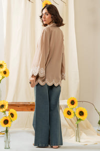 EMBROIDERED CHIKANKARI CAMBRIC STITCHED 1 PIECE SHIRT