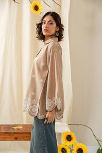 EMBROIDERED CHIKANKARI CAMBRIC STITCHED 1 PIECE SHIRT