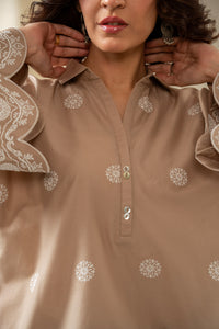 EMBROIDERED CHIKANKARI CAMBRIC STITCHED 1 PIECE SHIRT