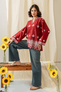 EMBROIDERED CHIKANKARI CAMBRIC STITCHED 1 PIECE SHIRT