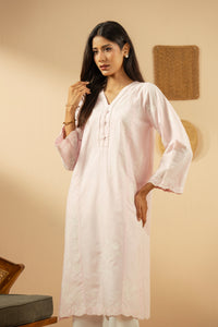 EMBROIDERED CAMBRIC CHIKANKARI STITCHED TOP