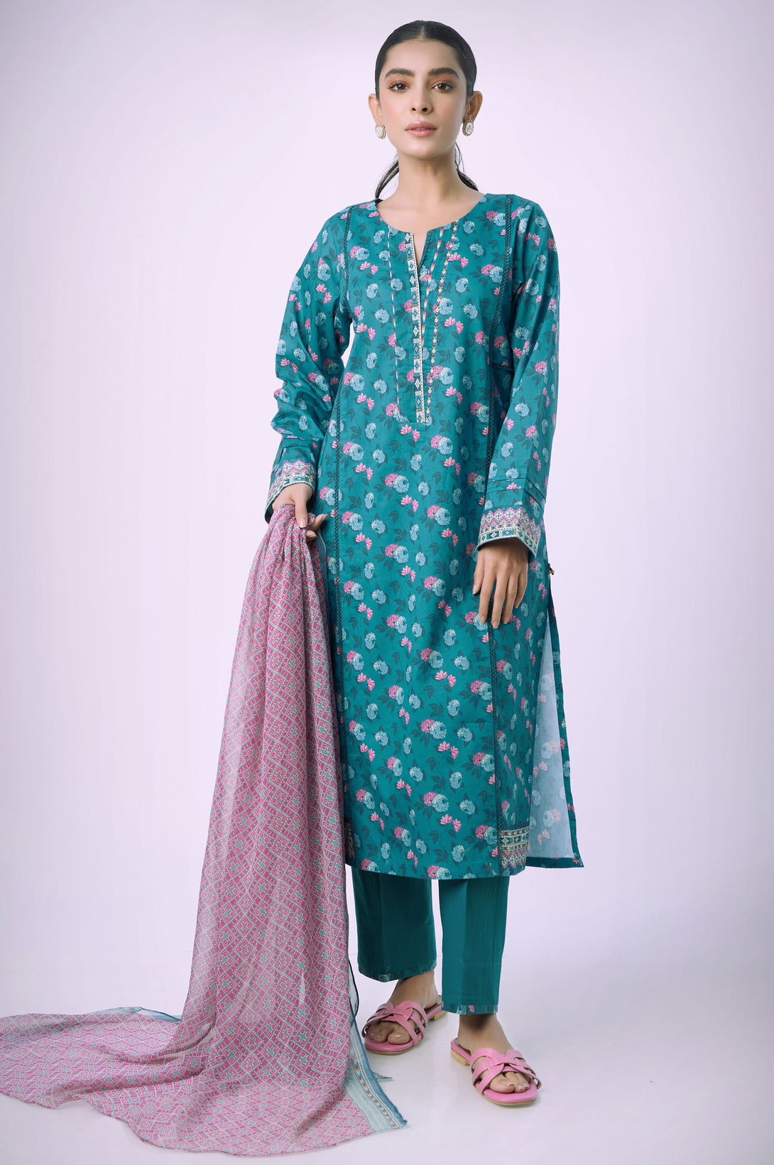 Unstitched 2 Piece Embroidered Lawn Suit