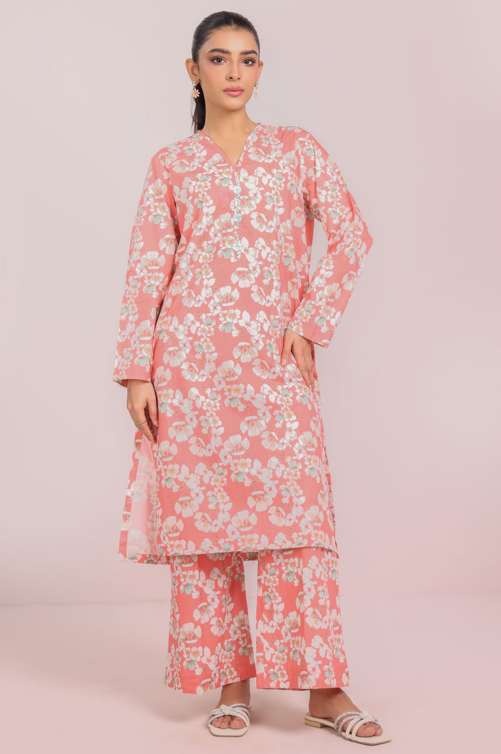 Stitched 2 Piece Printed Cambric Suit