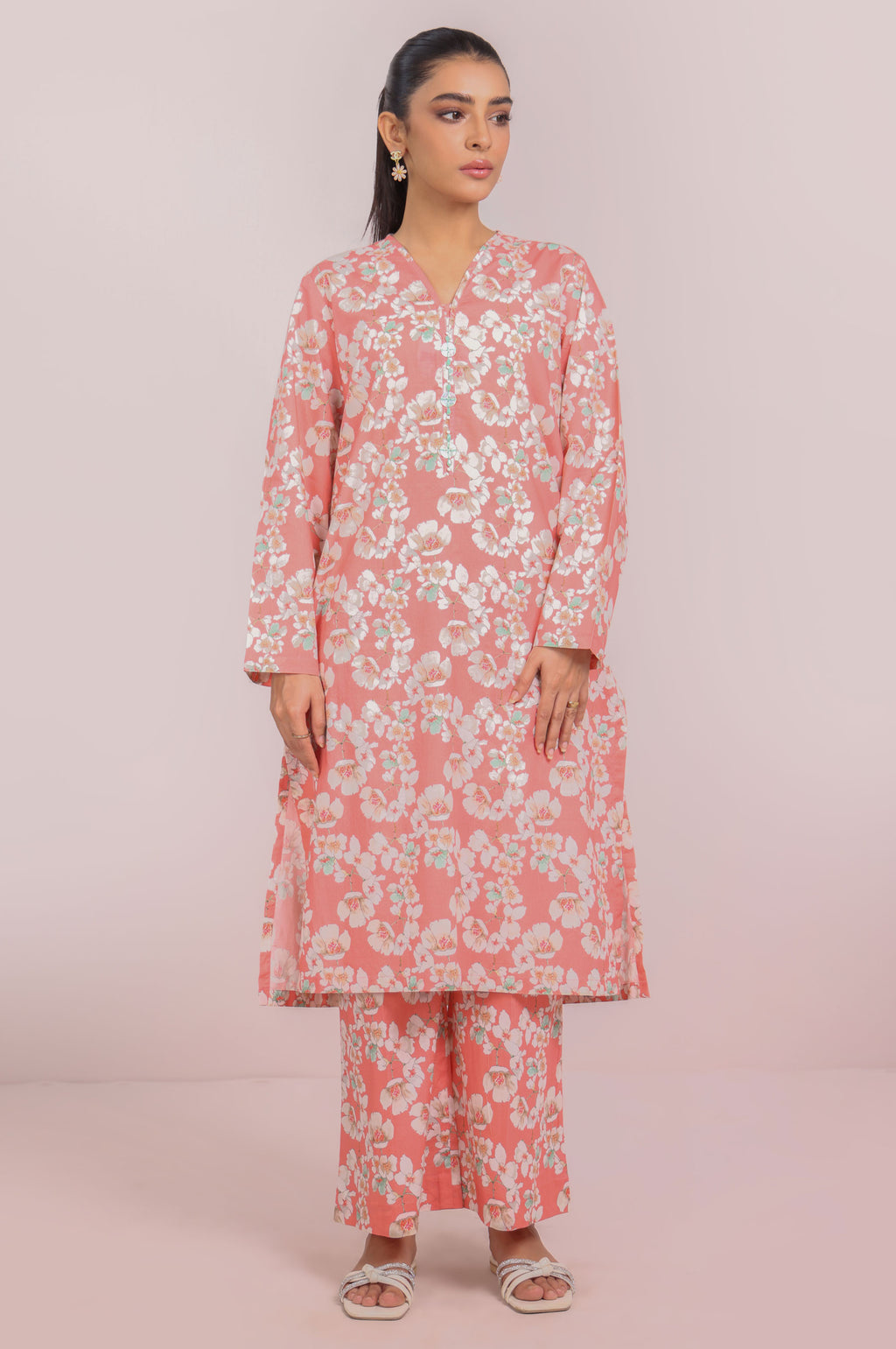 Stitched 2 Piece Printed Cambric Suit