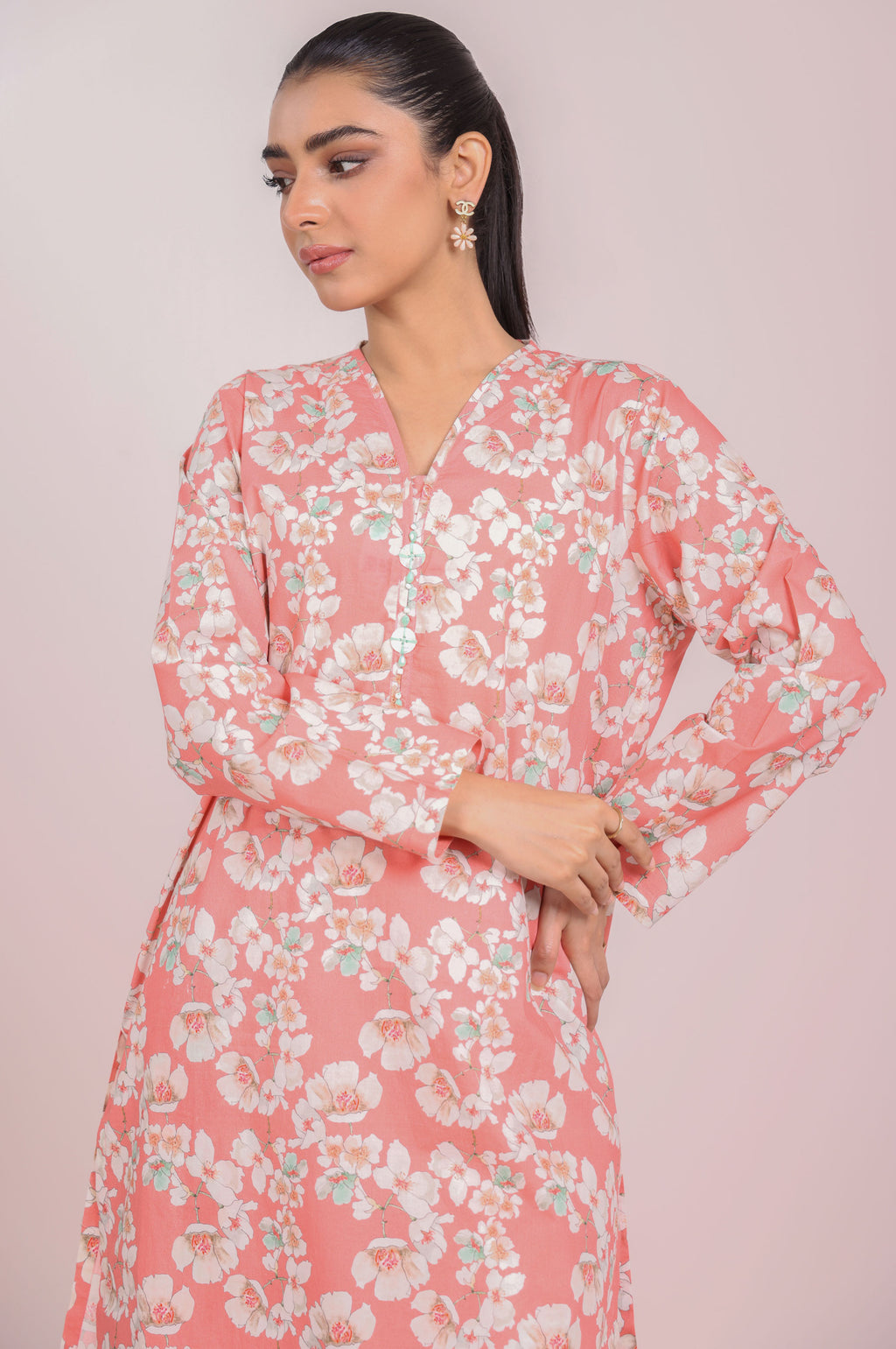 Stitched 2 Piece Printed Cambric Suit