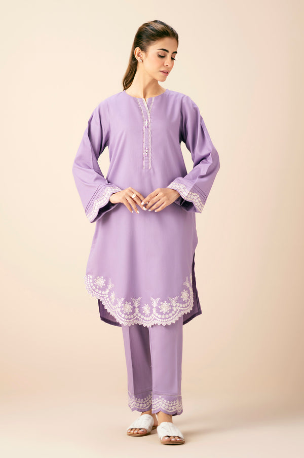 Stitched 2 Piece Embroidered Cottel Suit