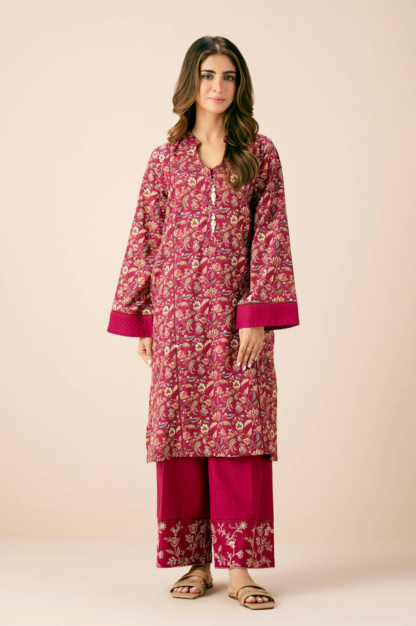 Stitched 2 Piece Printed Embroidered Khaddar Suit