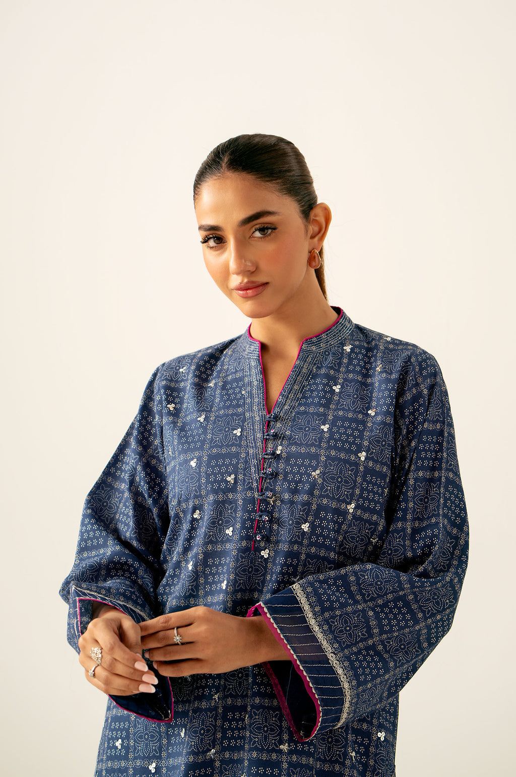 Stitched 2 Piece Printed Raw Silk Suit