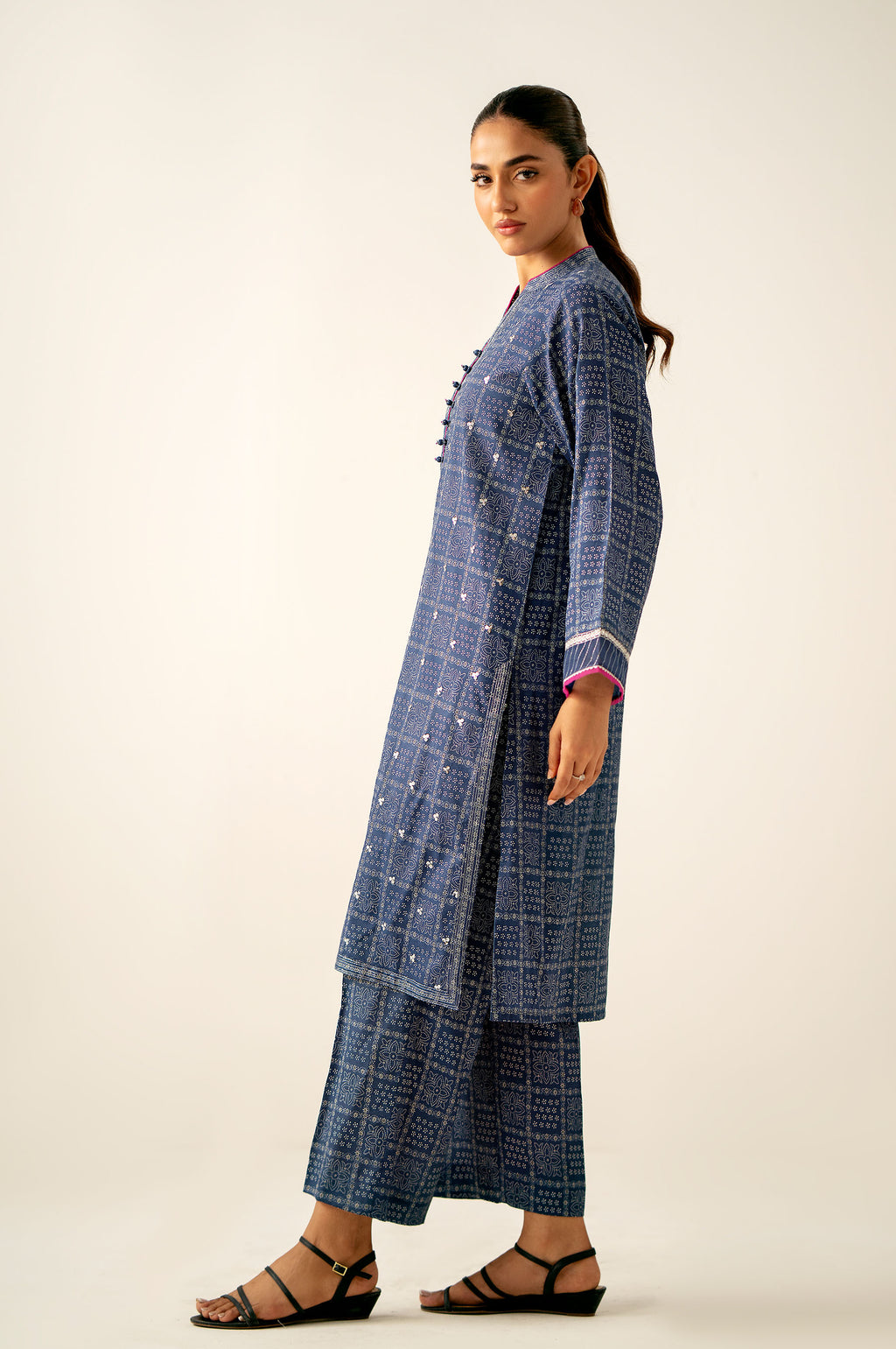 Stitched 2 Piece Printed Raw Silk Suit