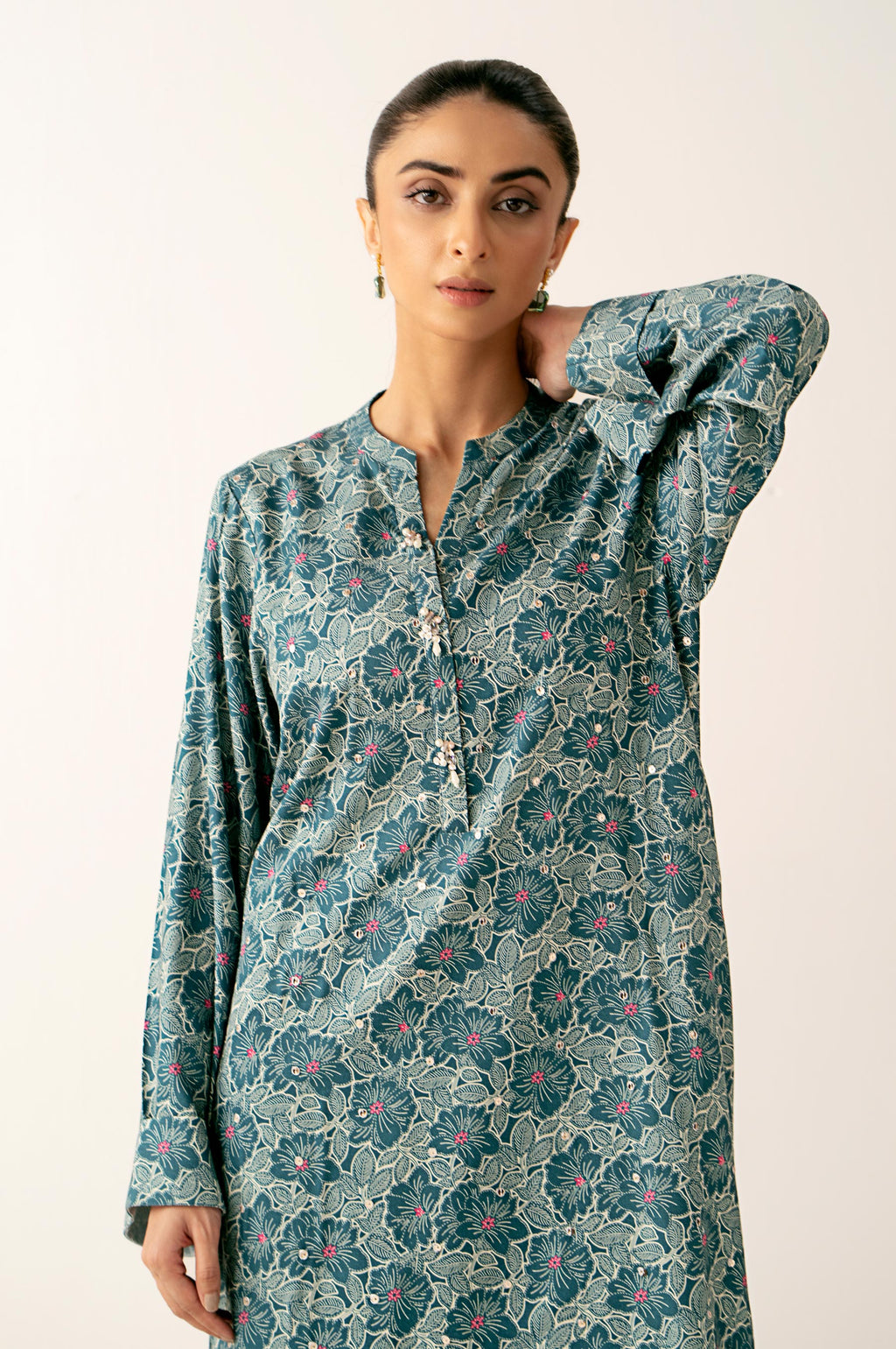 Stitched 2 Piece Printed Viscose Crepe Suit