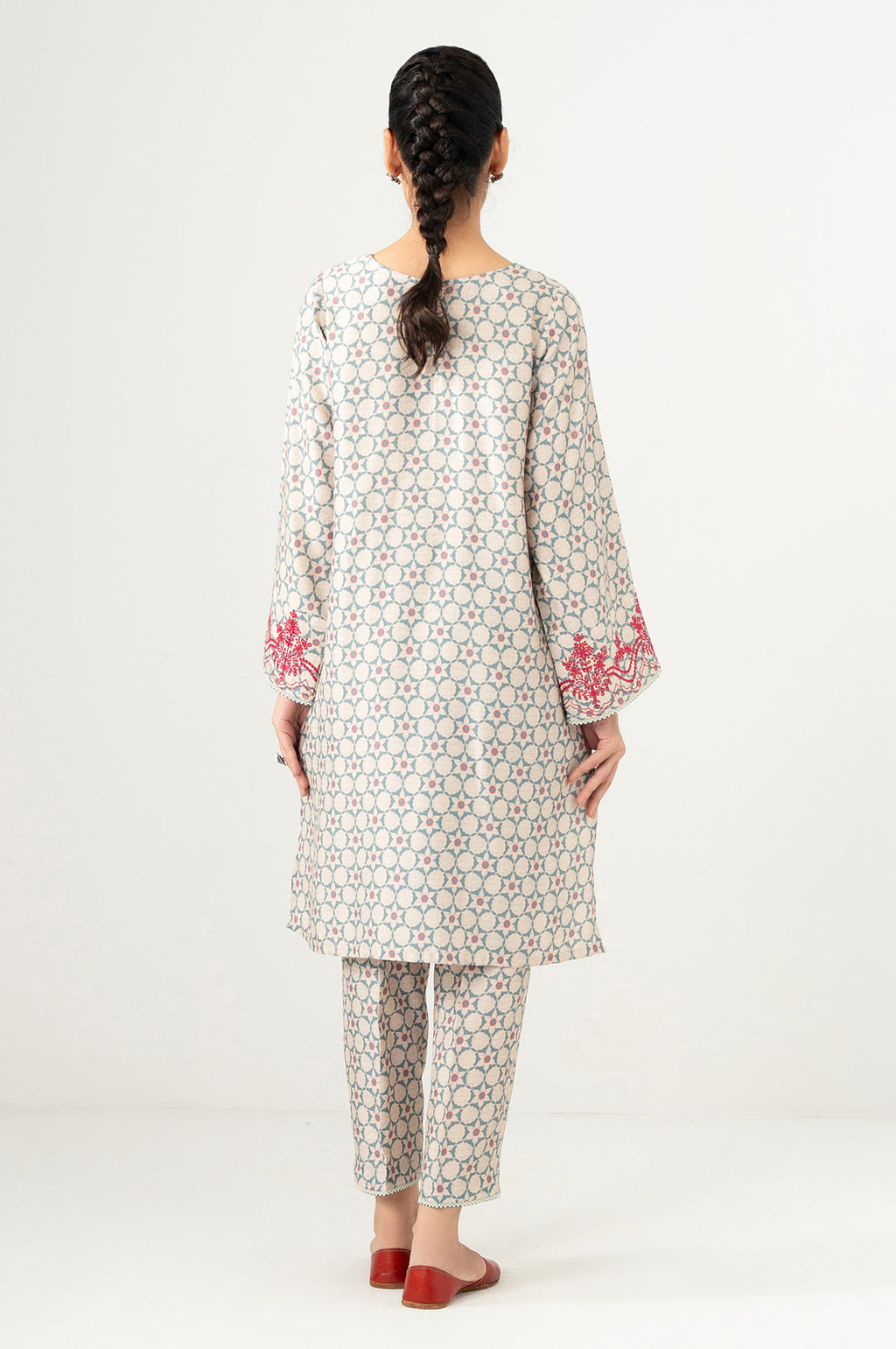 Stitched 2 Piece Embroidered Oak Silk Suit