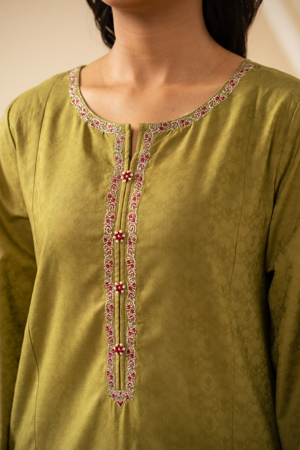 STITCHED EMBROIDERED JACQUARD SUIT