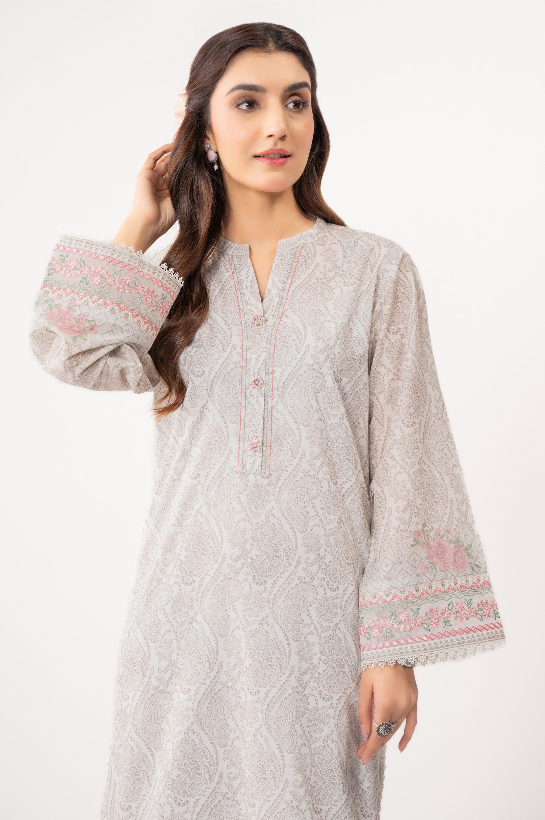 STITCHED EMBROIDERED LAWN SHIRT BOTTOM