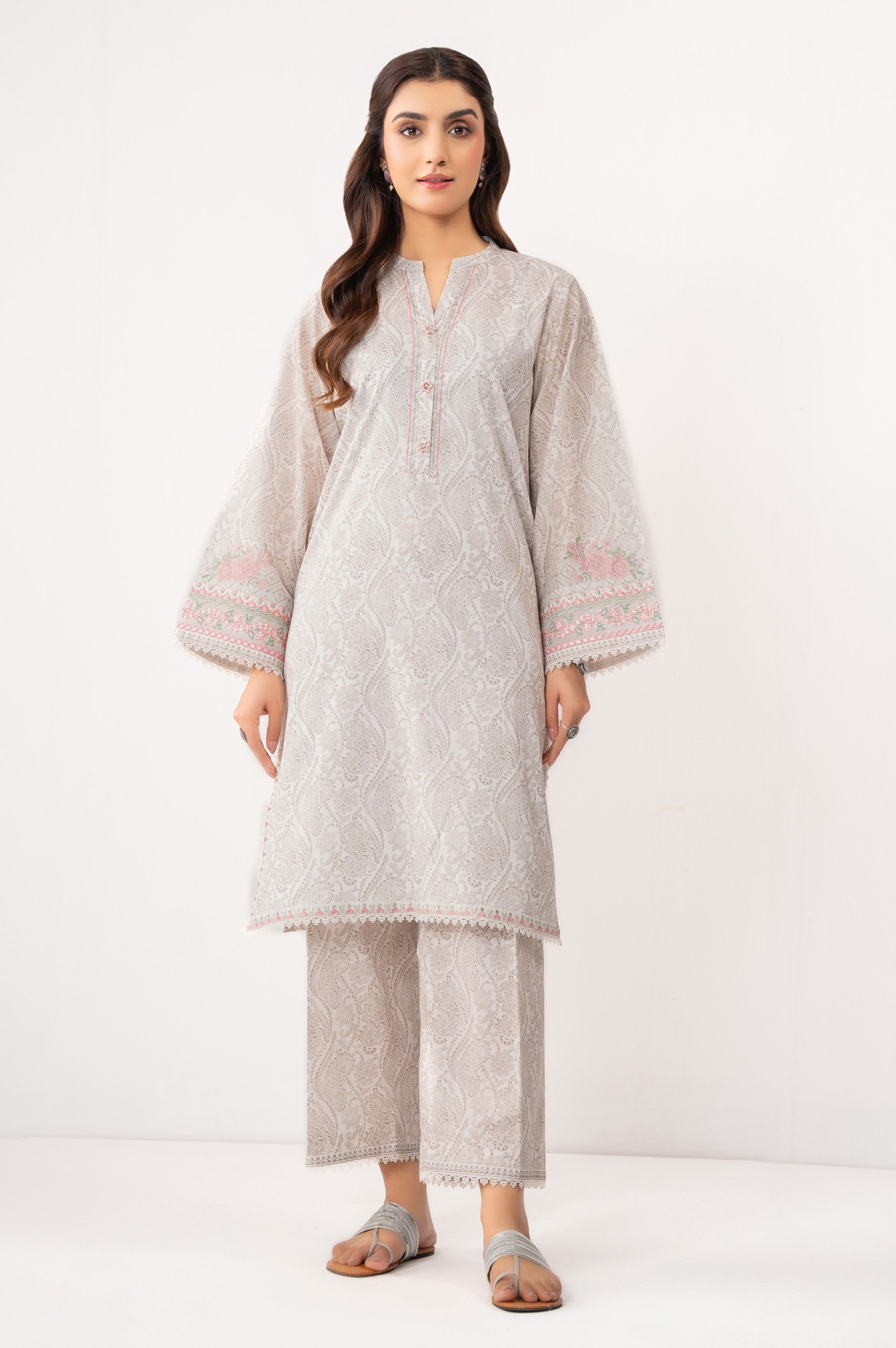 STITCHED EMBROIDERED LAWN SHIRT BOTTOM