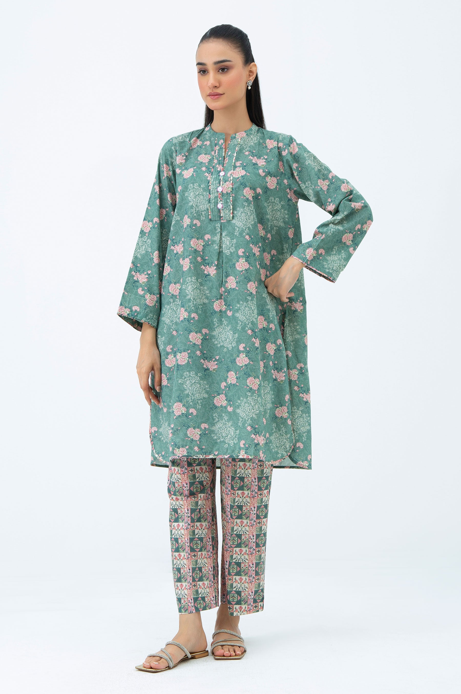 STITCHED PRINTED SHIRT BOTTOM