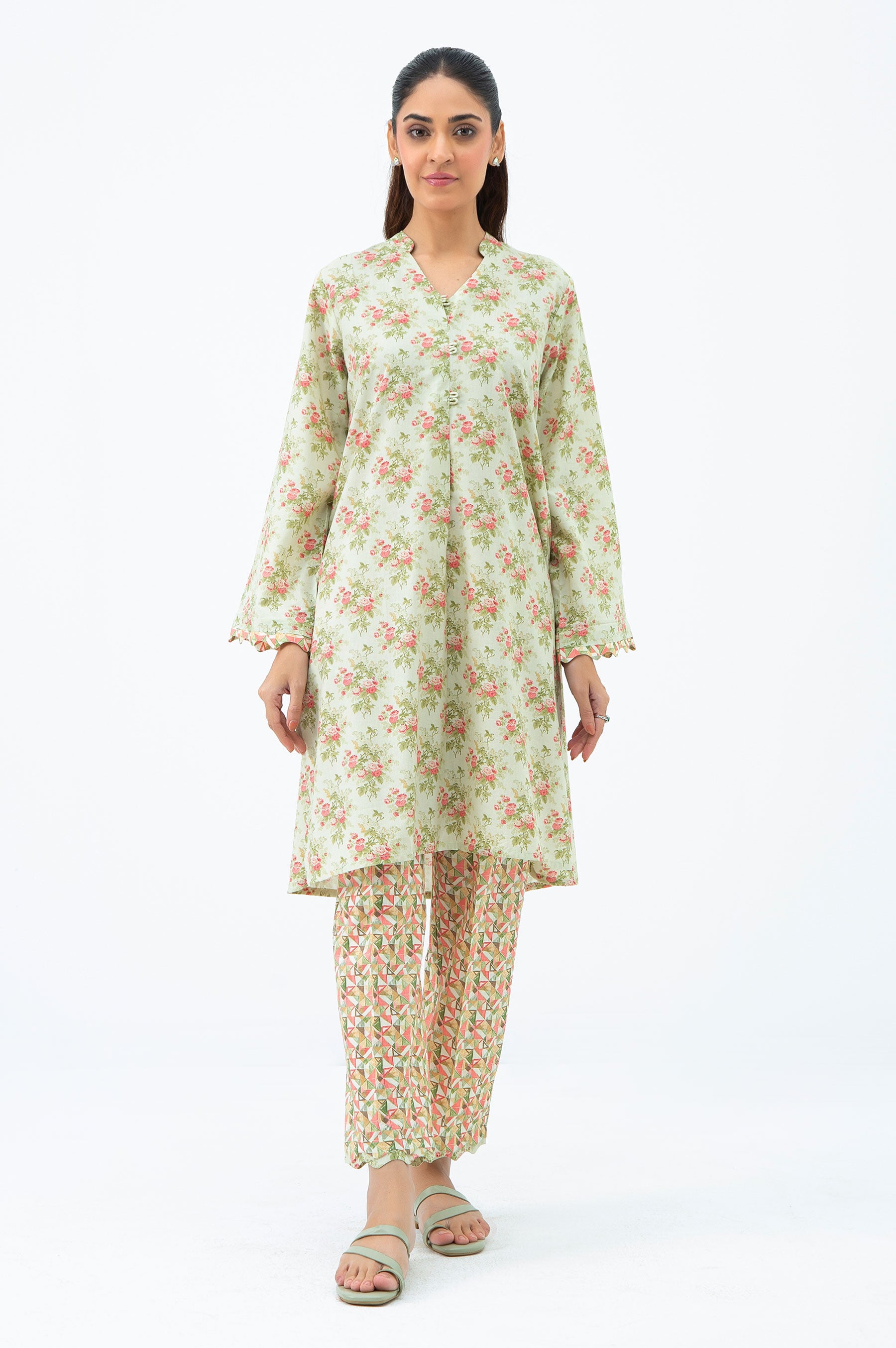 STITCHED PRINTED SHIRT BOTTOM