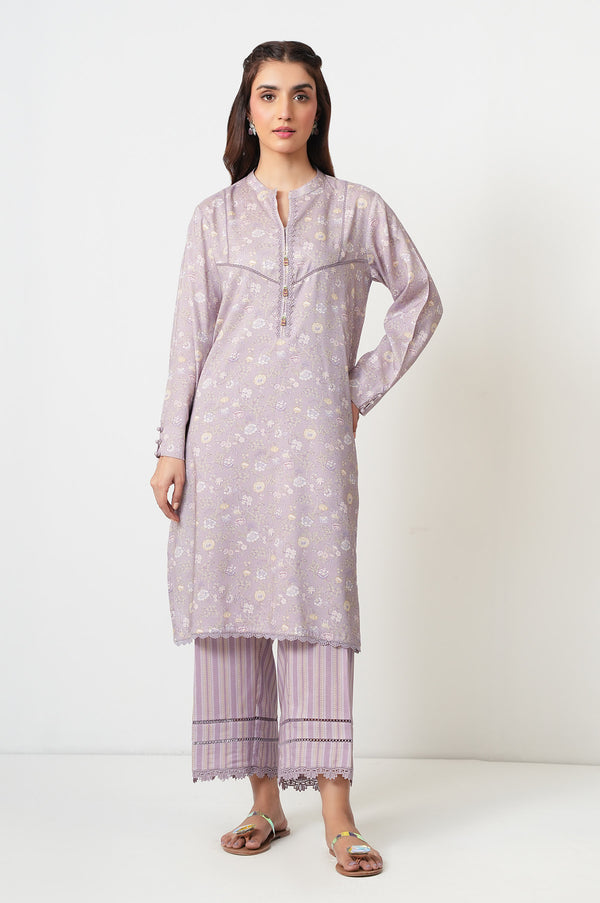 Stitched 2 Piece Printed Cotton Linen Viscose Suit