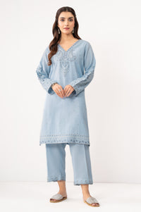 STITCHED EMBROIDERED COTTON LINEN VISCOSE SHIRT BOTTOM