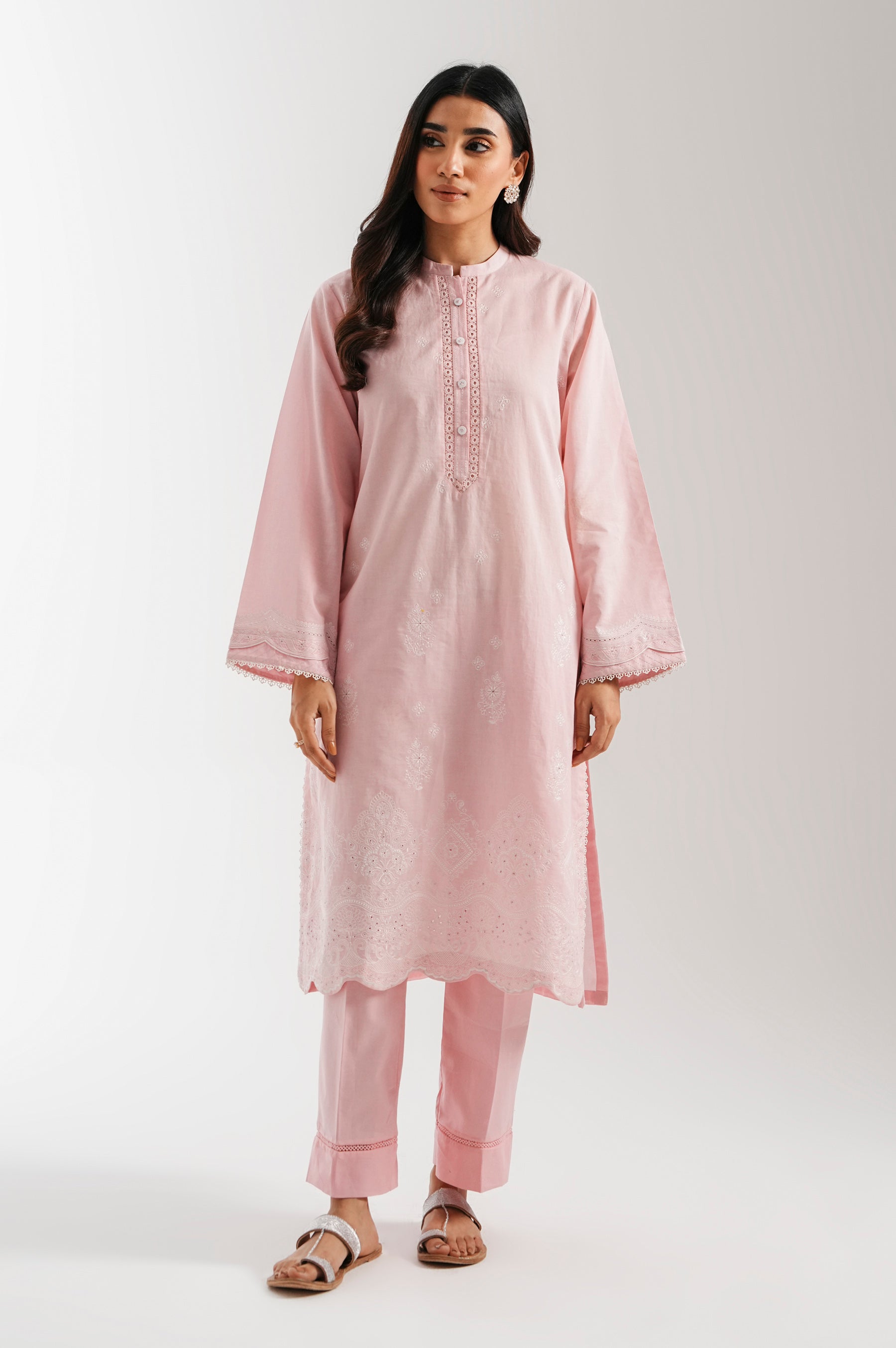 STITCHED CHIKANKARI SHIRT BOTTOM