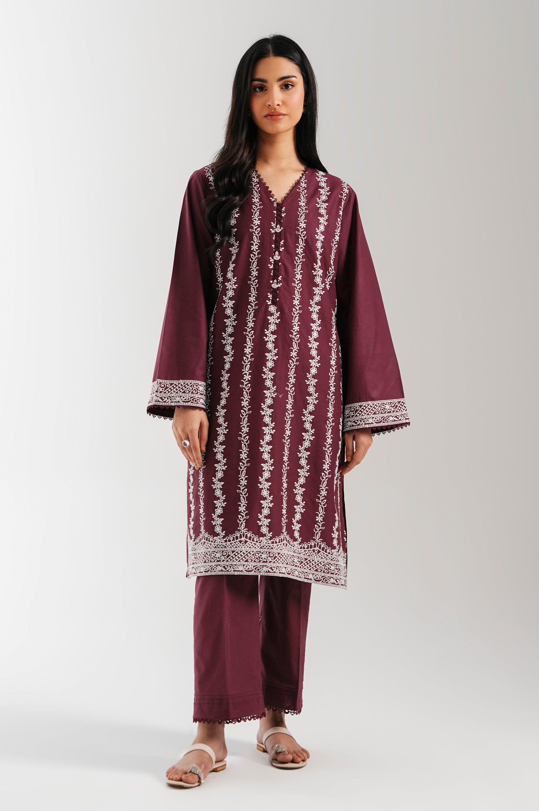 STITCHED CHIKANKARI SHIRT BOTTOM