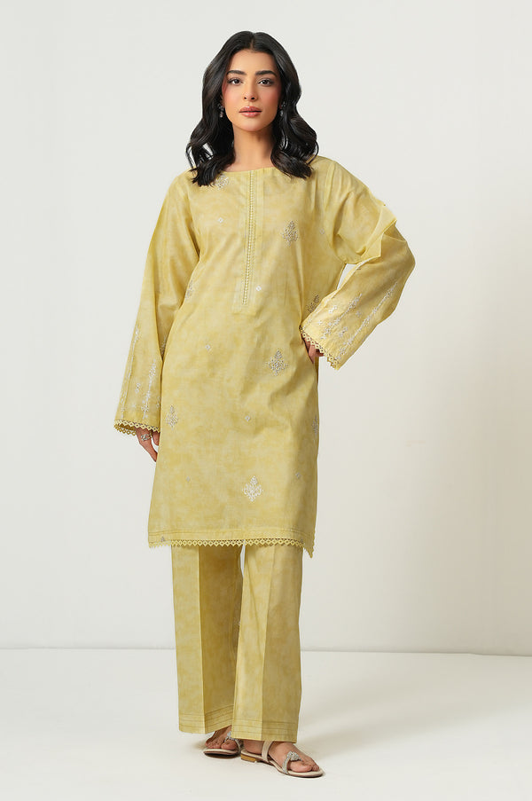 Stitched 2 Piece Embroidered Cambric Suit