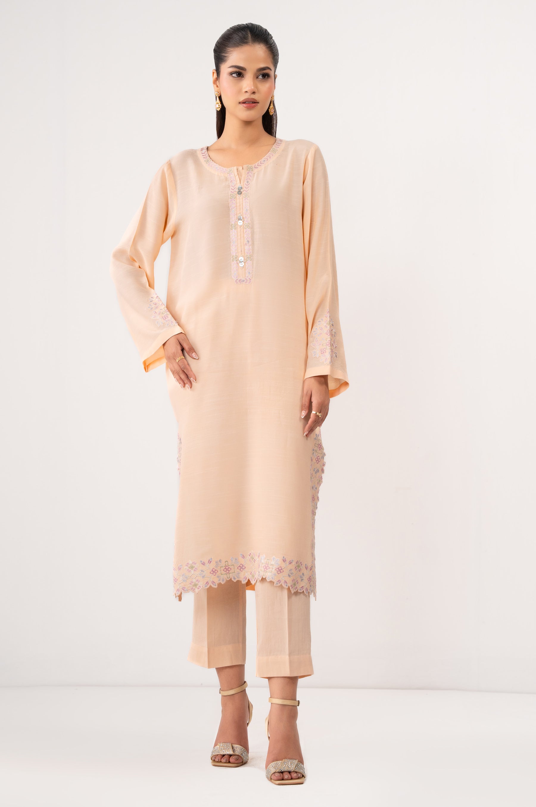 STITCHED EMBROIDERED KHADDAR SHIRT BOTTOM (FACTORY E-OUTLET)