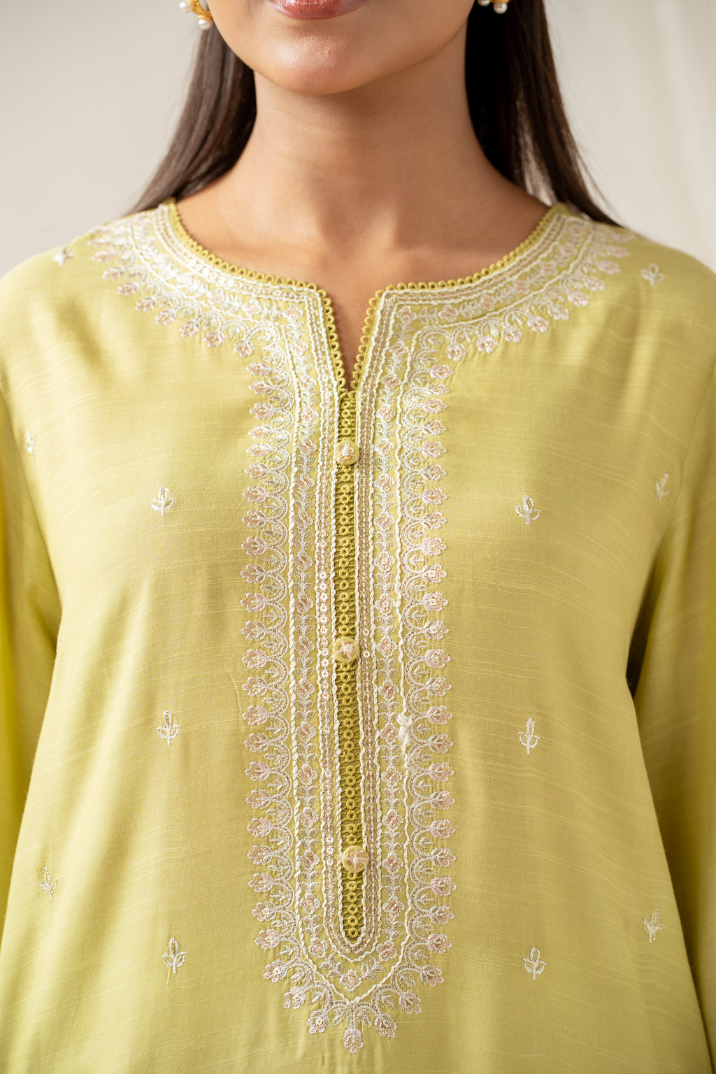 STITCHED EMBROIDERED SHIRT BOTTOM SUIT