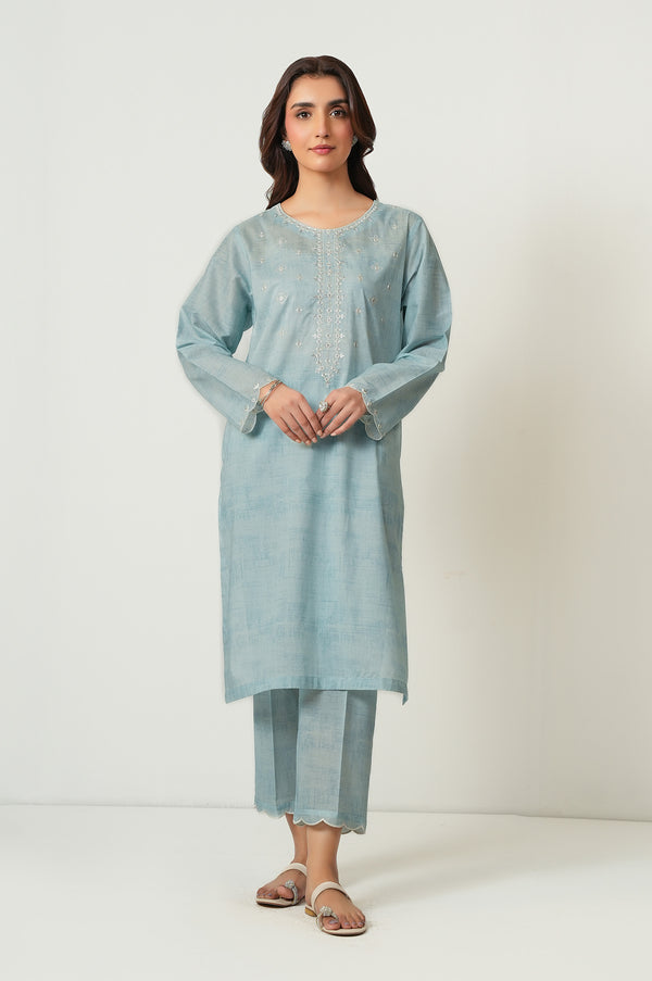 Stitched 2 Piece Embroidered Cambric Suit