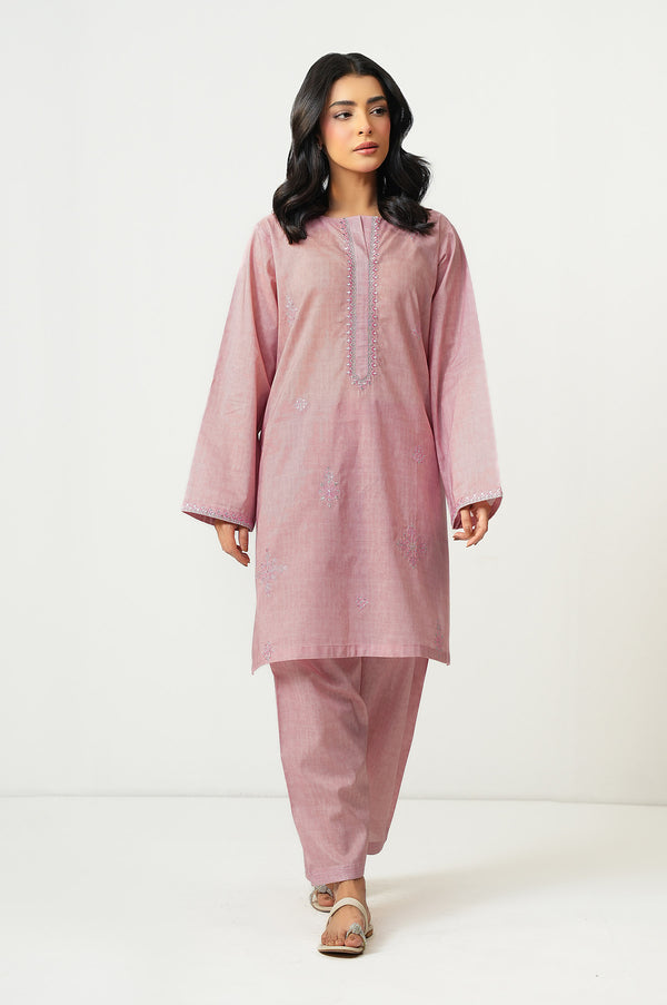 Stitched 2 Piece Embroidered Cambric Suit