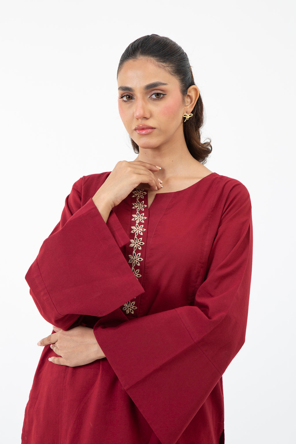 EMBROIDERED CAMBRIC STITCHED 2 PIECE SUIT