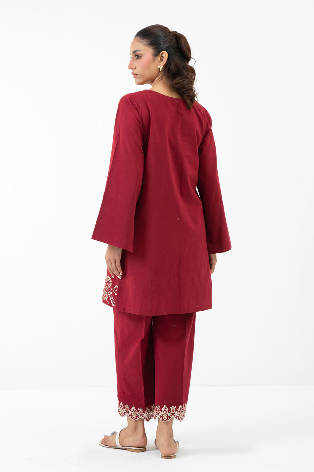 EMBROIDERED CAMBRIC STITCHED 2 PIECE SUIT