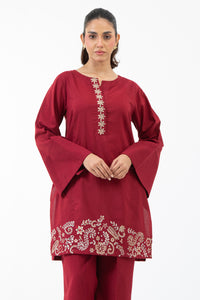 EMBROIDERED CAMBRIC STITCHED 2 PIECE SUIT