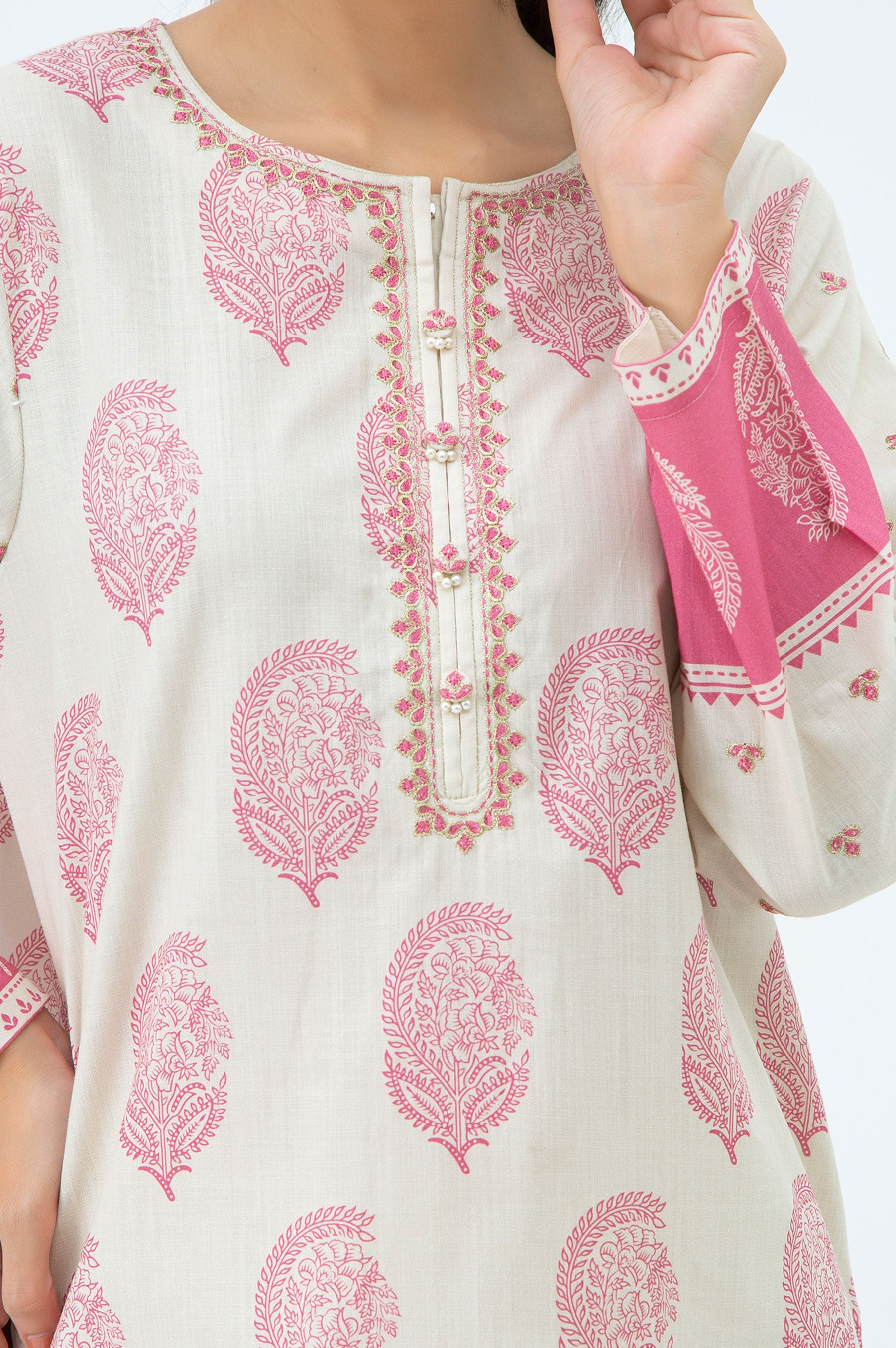 STITCHED EMBROIDERED BOTH SIDE SLUB SHIRT BOTTOM