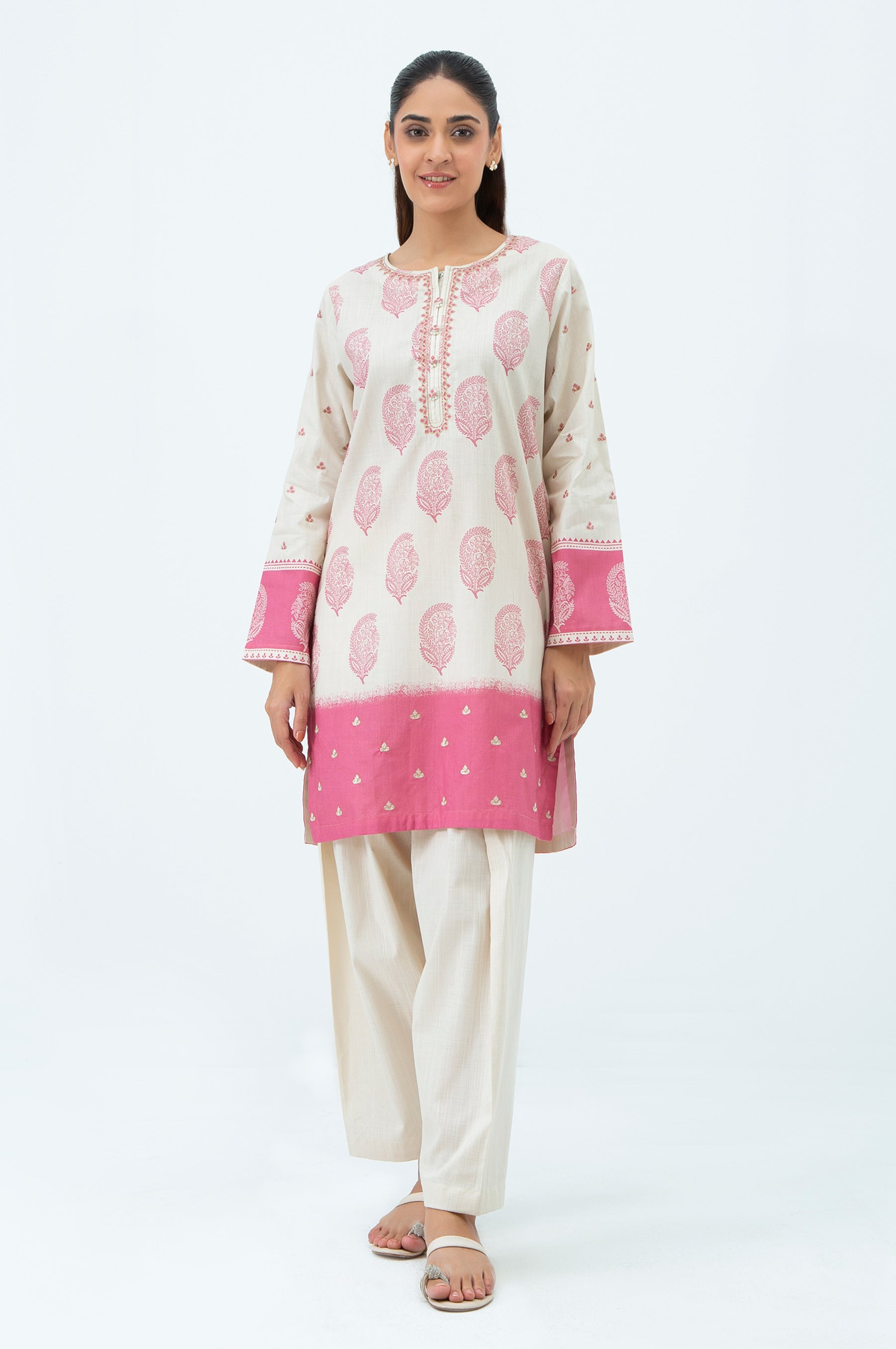 STITCHED EMBROIDERED BOTH SIDE SLUB SHIRT BOTTOM