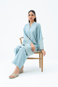 EMBROIDERED SLUB LAWN STITCHED SHIRT BOTTOM SUIT