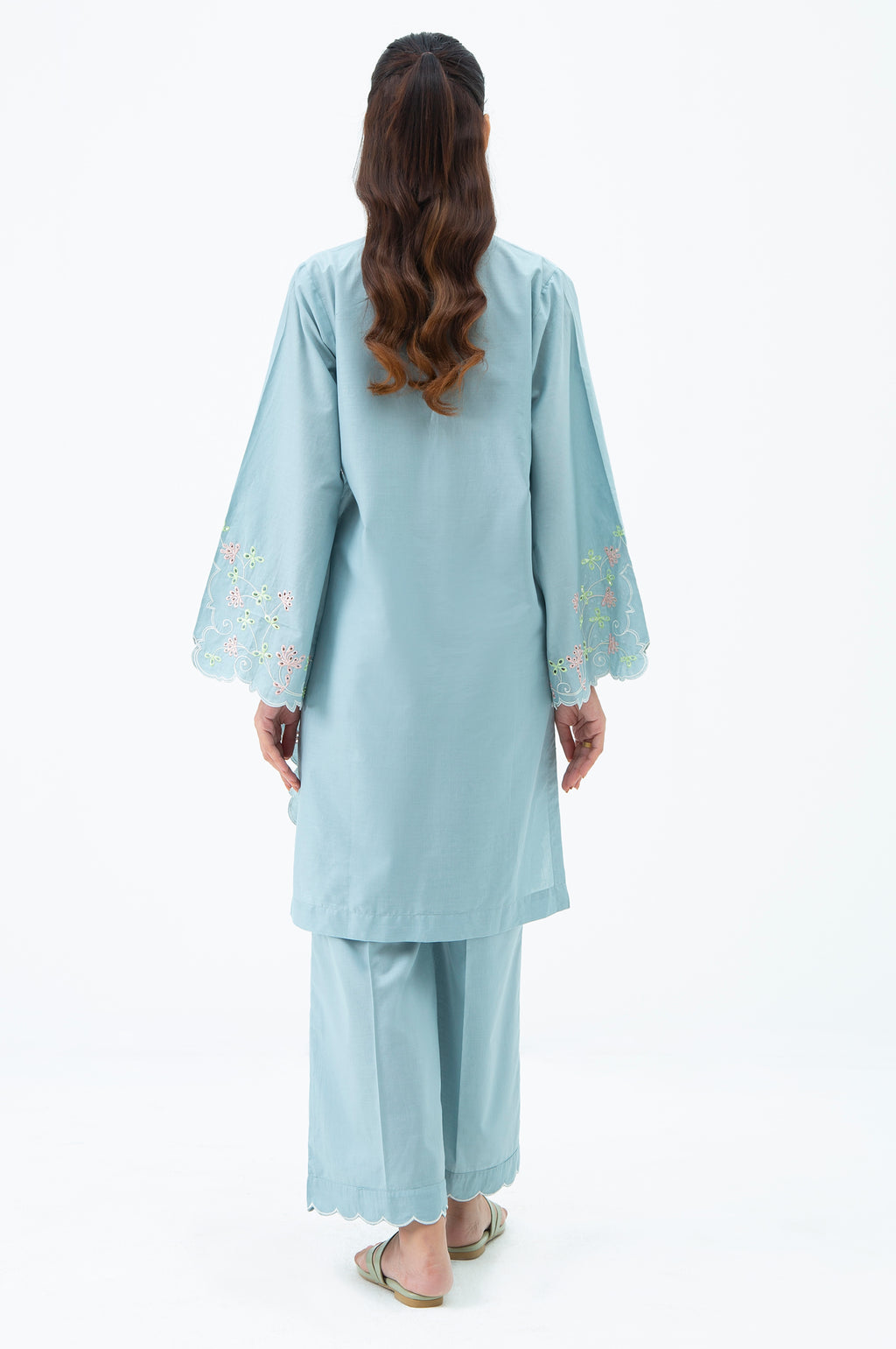 EMBROIDERED SLUB LAWN STITCHED SHIRT BOTTOM SUIT