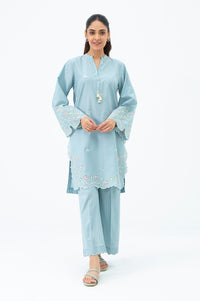 EMBROIDERED SLUB LAWN STITCHED SHIRT BOTTOM SUIT