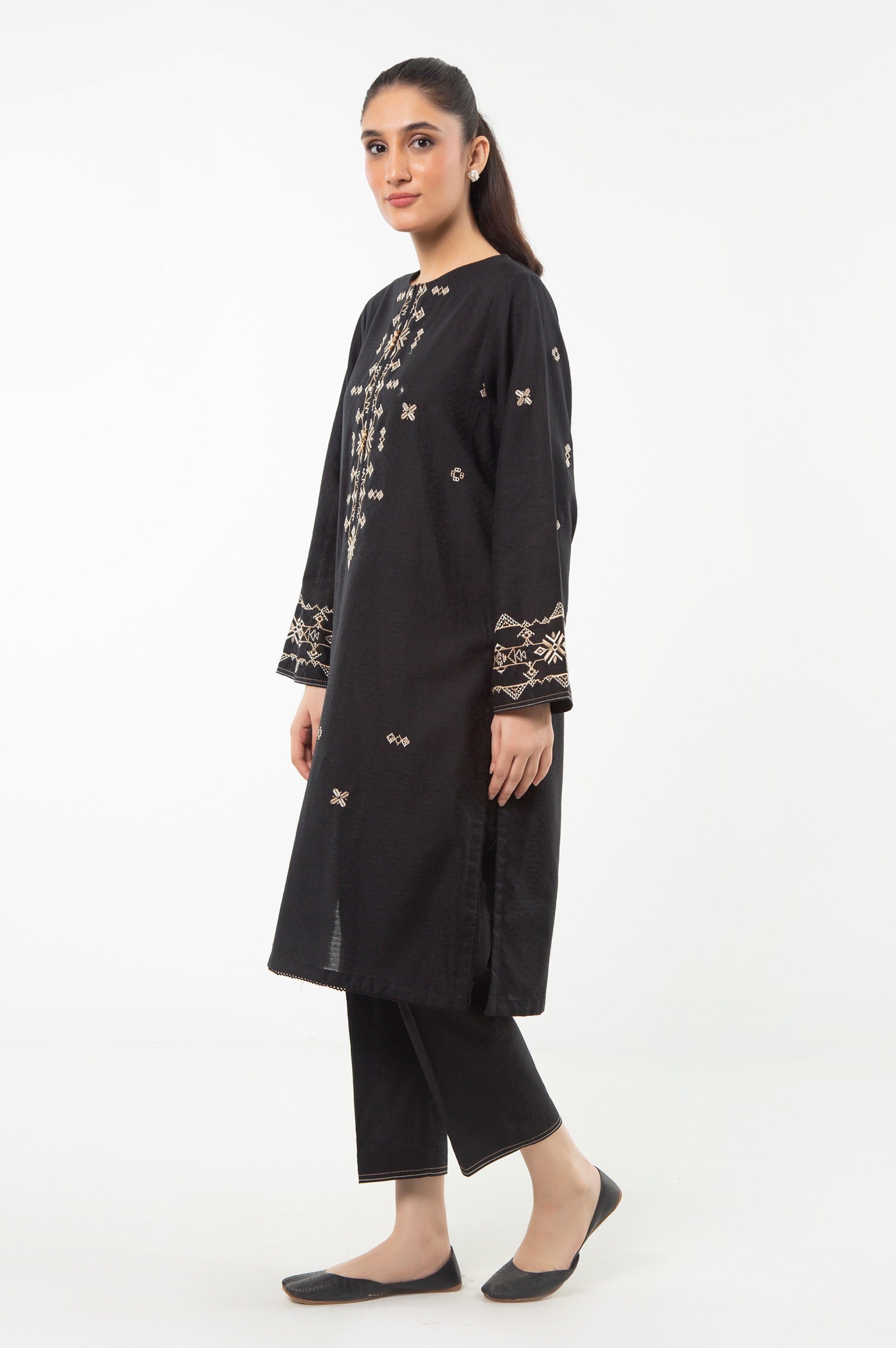 STITCHED EMBROIDERED DOBBY SHIRT BOTTOM
