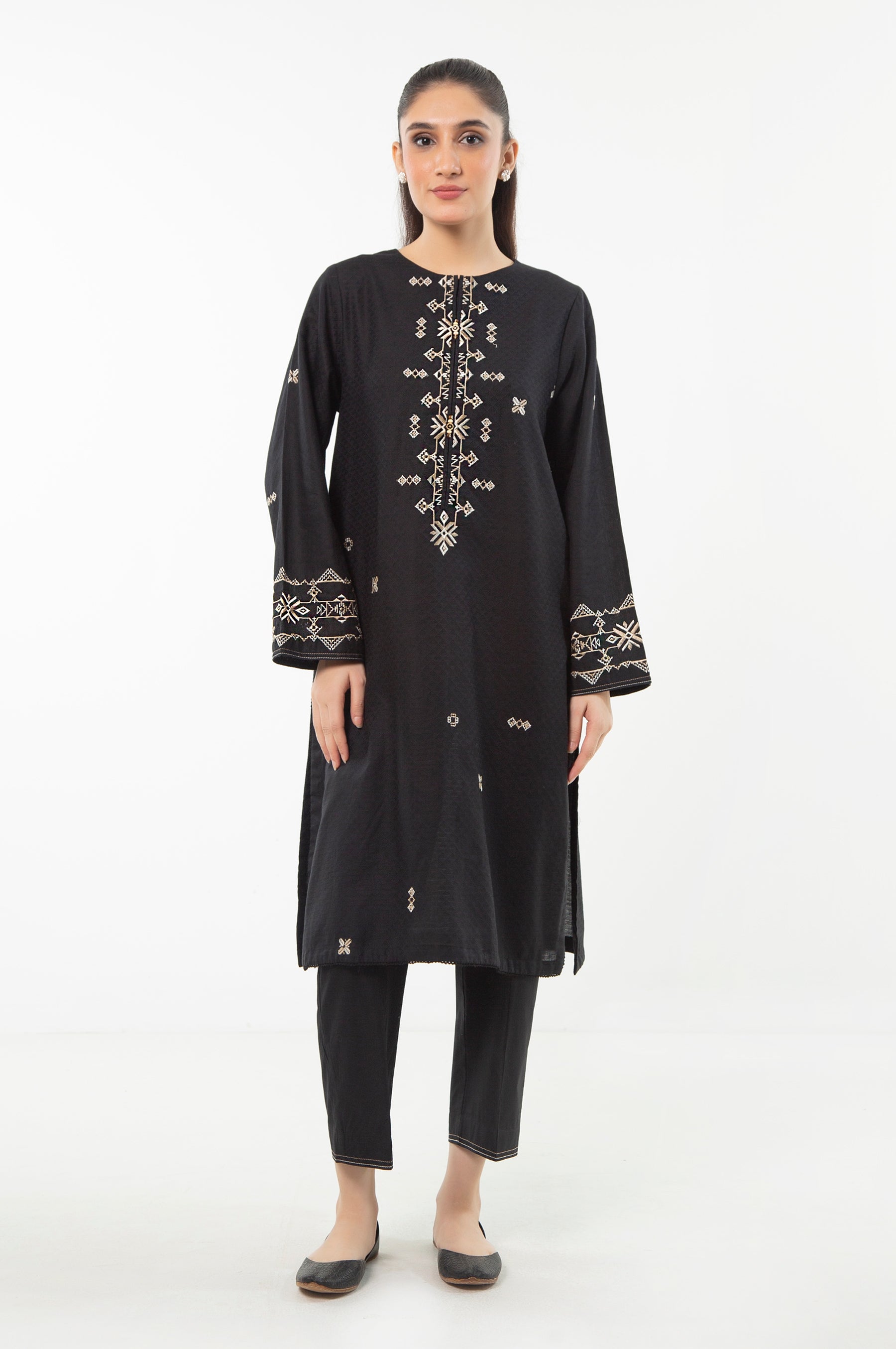 STITCHED EMBROIDERED DOBBY SHIRT BOTTOM