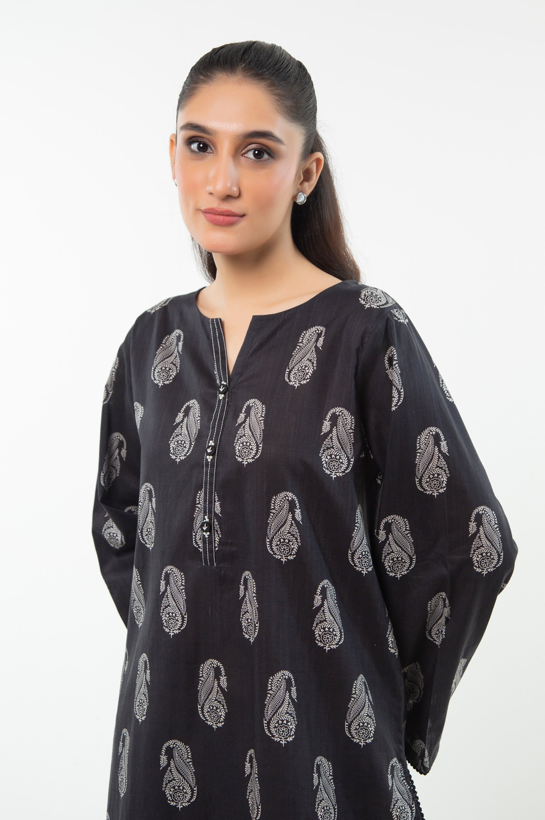 STITCHED PRINTED SHIRT BOTTOM