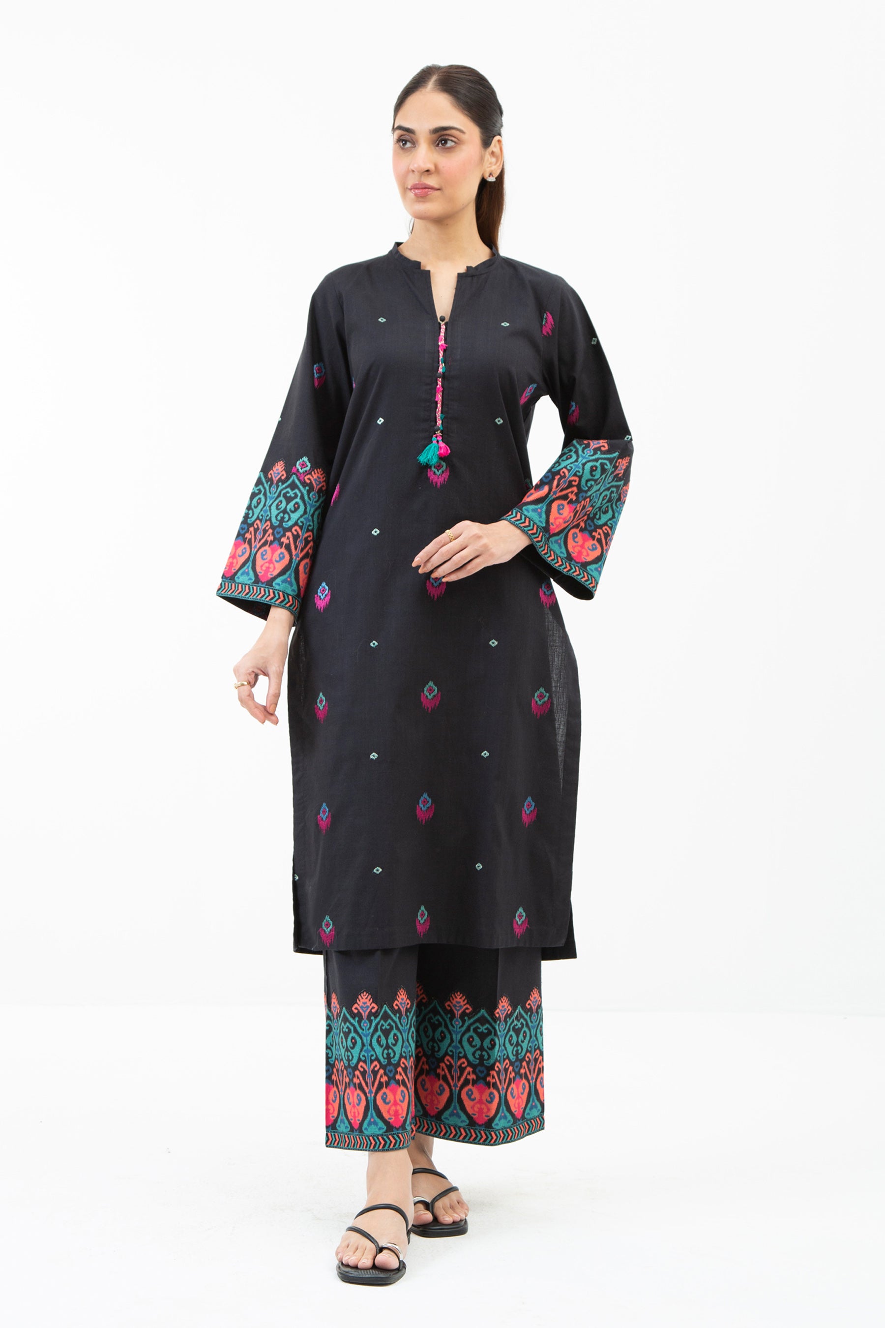 STITCHED EMBROIDERED BOTH SIDE SLUB SUIT