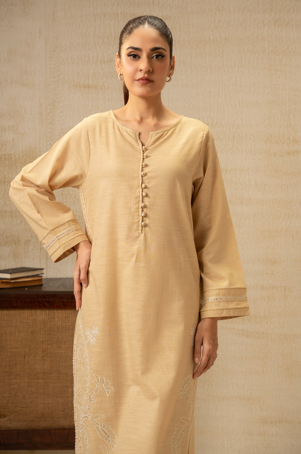 STITCHED DYED EMBROIDERED SUIT